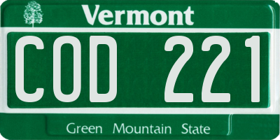 VT license plate COD221