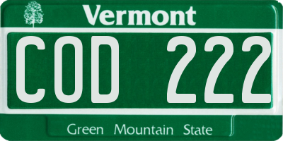 VT license plate COD222