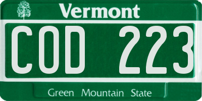 VT license plate COD223
