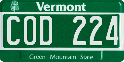 VT license plate COD224