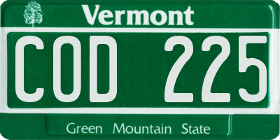 VT license plate COD225