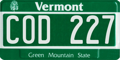 VT license plate COD227