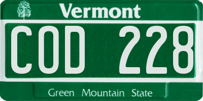 VT license plate COD228