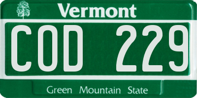 VT license plate COD229
