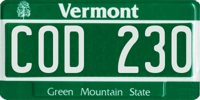 VT license plate COD230