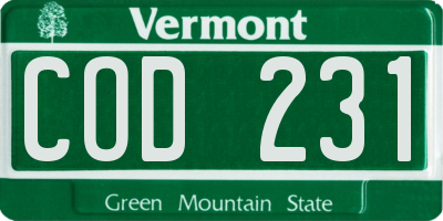 VT license plate COD231