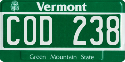 VT license plate COD238