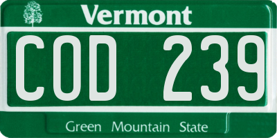 VT license plate COD239