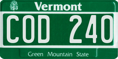 VT license plate COD240