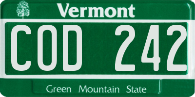 VT license plate COD242