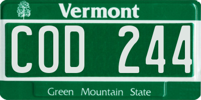 VT license plate COD244