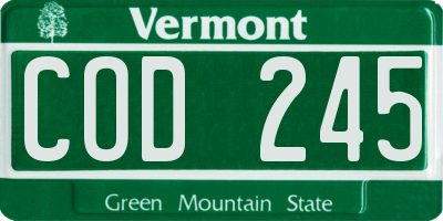 VT license plate COD245