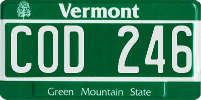 VT license plate COD246