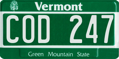 VT license plate COD247