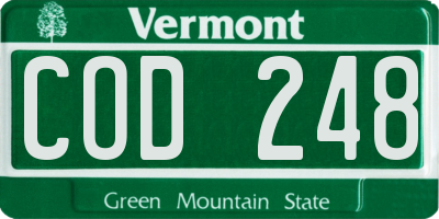 VT license plate COD248