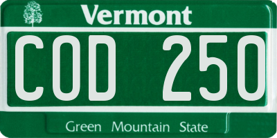 VT license plate COD250