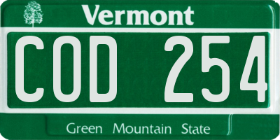 VT license plate COD254