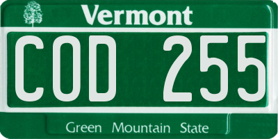 VT license plate COD255