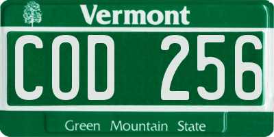 VT license plate COD256