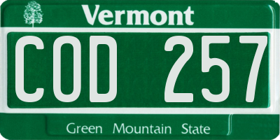 VT license plate COD257
