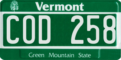 VT license plate COD258