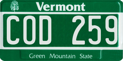 VT license plate COD259