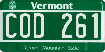 VT license plate COD261