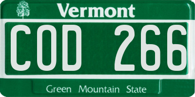 VT license plate COD266