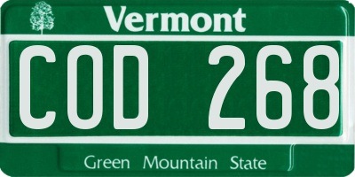 VT license plate COD268