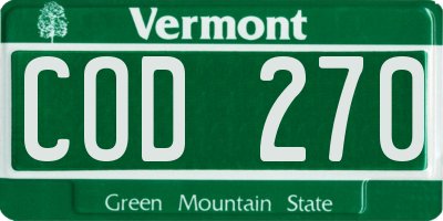 VT license plate COD270
