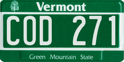 VT license plate COD271