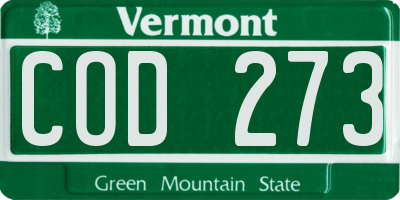 VT license plate COD273