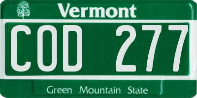 VT license plate COD277