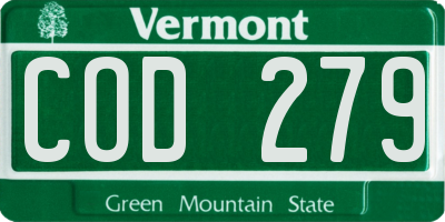 VT license plate COD279