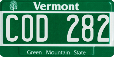 VT license plate COD282