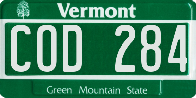 VT license plate COD284