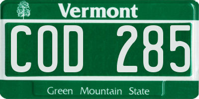 VT license plate COD285