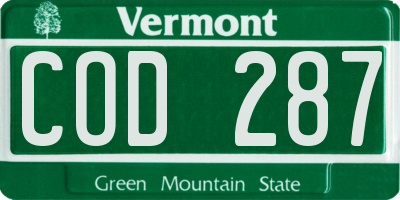 VT license plate COD287
