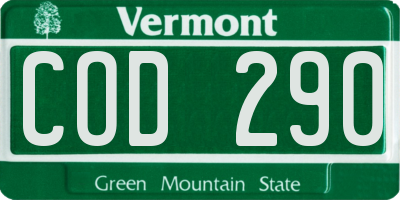 VT license plate COD290