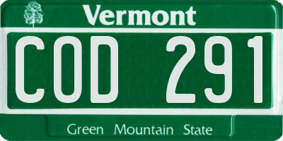 VT license plate COD291