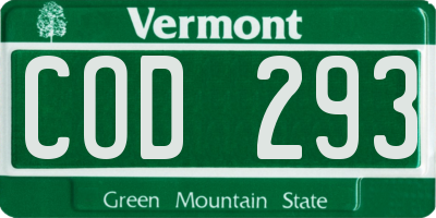 VT license plate COD293