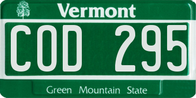 VT license plate COD295