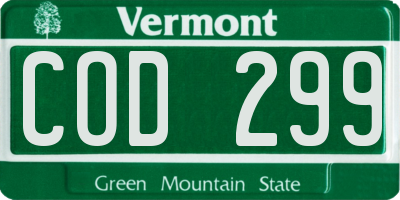 VT license plate COD299