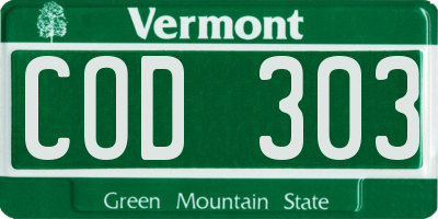 VT license plate COD303