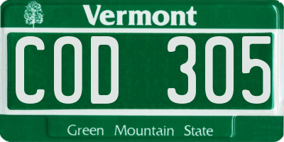 VT license plate COD305