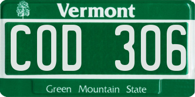 VT license plate COD306
