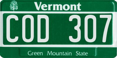 VT license plate COD307