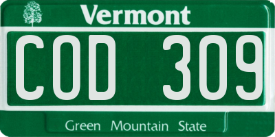 VT license plate COD309