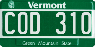 VT license plate COD310