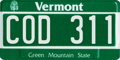 VT license plate COD311
